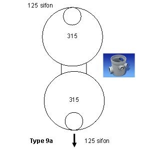 Wavin vetvanger type 9 a 315mm 2x125SIFON