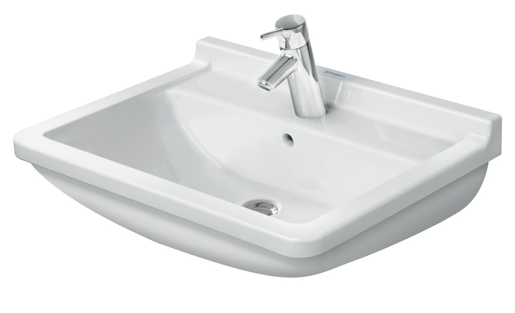 Duravit Starck 3 Wastafel 600 mm Wit Hoogglans, kraanvlak, aantal kraangaten per wasplaats: 1, overloop 