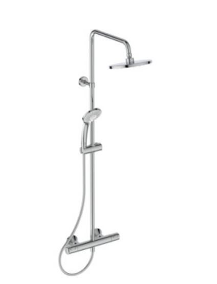 Ideal Standard CeraTherm T25 Douchesysteem met CeraTherm T25, IdealRain handdouche Ø 100 mm 3F, 8 l/min, hoofddouche IdealRain Ø 200 mm, 12 l/min en IdealFlex 1500 mm Chroom