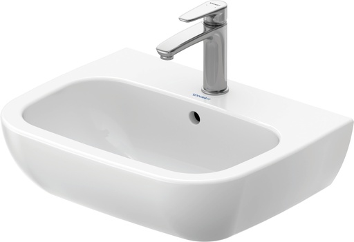 [23105500002] Duravit D-code Wastafel 550 mm Wit Hoogglans, kraanvlak, aantal kraangaten per wasplaats: 1, overloop 
