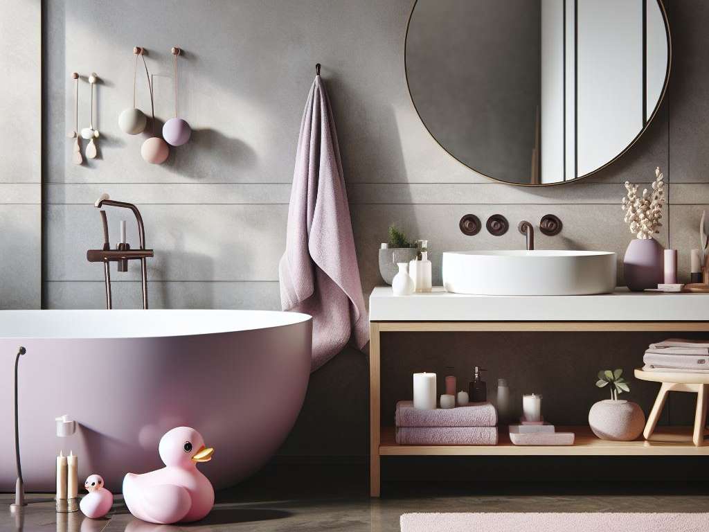 Roze badkamer met roze badeendjes