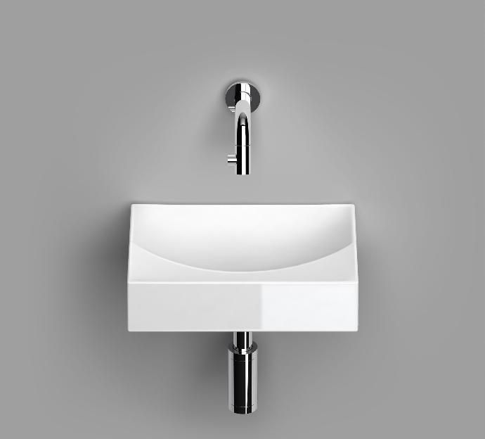 trend badkamer white satin handwasbakj clou met muurkraan , zuiver vorm