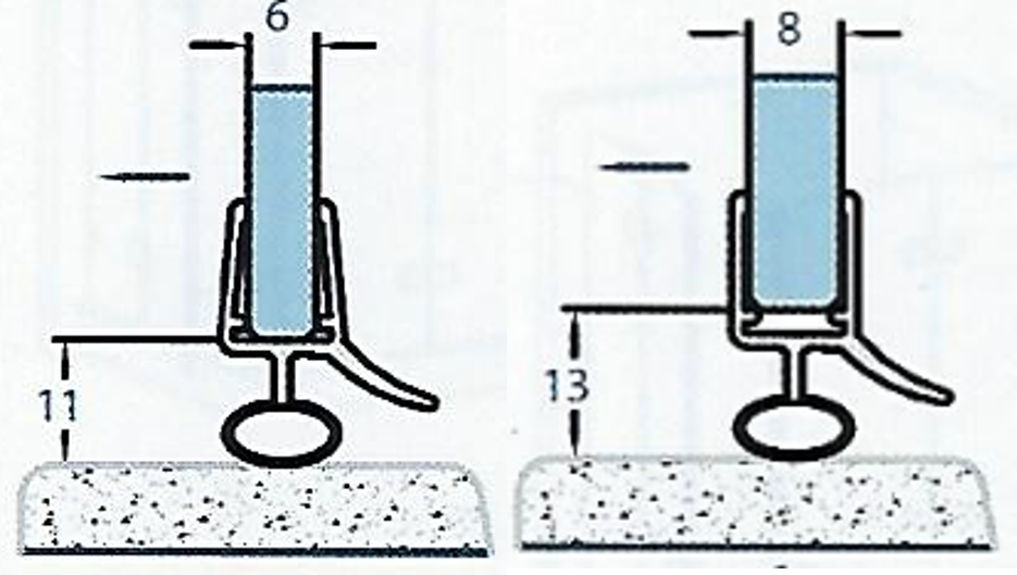 Novix dichting douche horizontale zijde instapdeur met lip/luchtkussen 2010 mm glasdikte 6 tot 8mm