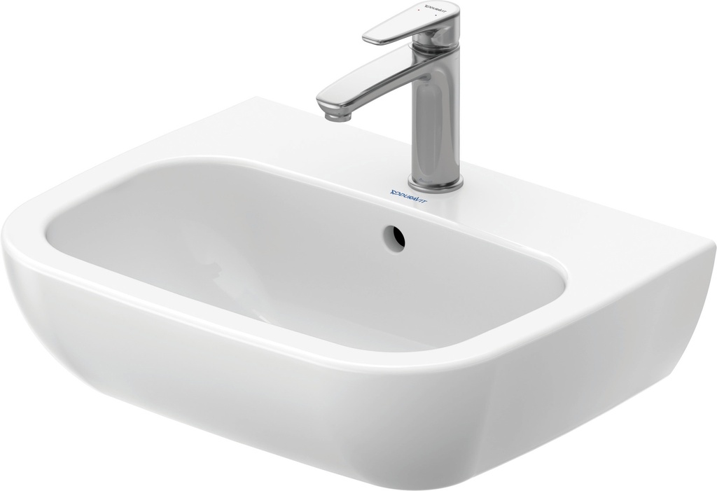 Duravit D-code Wastafel 550 mm Wit Hoogglans, kraanvlak, aantal kraangaten per wasplaats: 1, overloop 