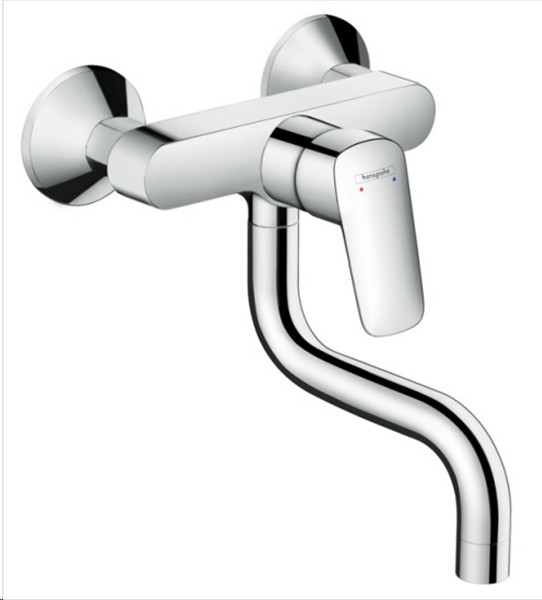Hansgrohe Logis keukenmuurmengkraan met draaibare uitloop