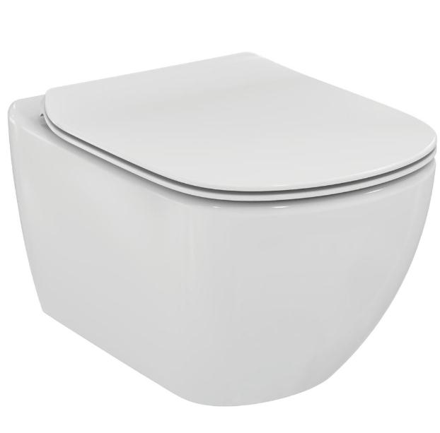 Ideal Standard Tesi  PACK wand-WC AquaBlade® met slow closing zitting en deksel sandwich met verborgen bevestiging (inclusief bevestigingsset) Glossy white