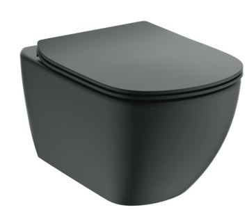 Ideal Standard Tesi PACK wand-WC AquaBlade® met slow closing zitting en deksel sandwich met verborgen bevestiging (inclusief bevestigingsset) Silk black