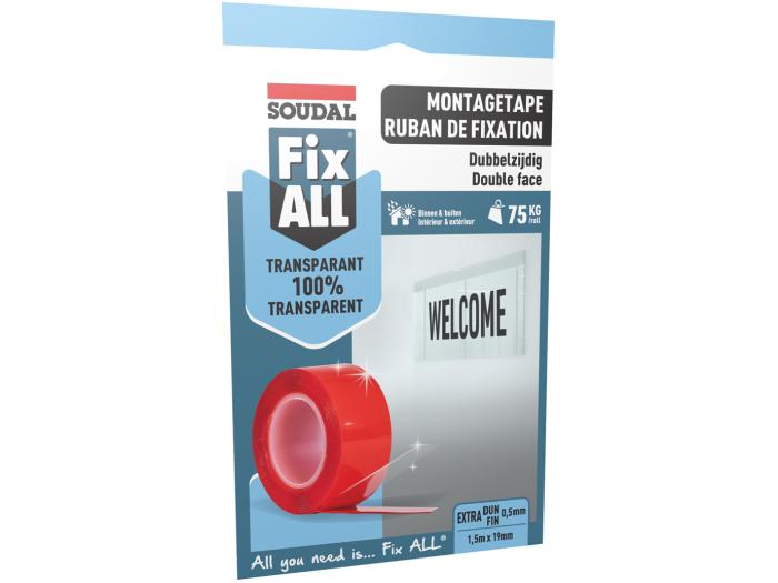 Soudal Montagetape transparant 1,5m x 19mm transparant