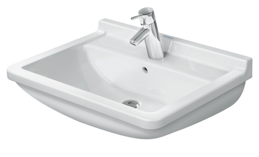 [0300600000] Duravit Starck 3 Wastafel 600 mm Wit Hoogglans, kraanvlak, aantal kraangaten per wasplaats: 1, overloop 