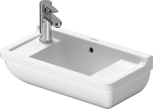 [0751500000] Duravit Starck 3 Fonteintje 500 mm Wit Hoogglans, kraanvlak, aantal kraangaten per wasplaats: 0, overloop 