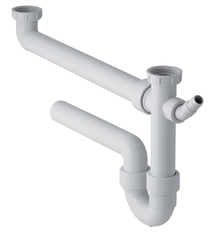 [152.597.11.1] Geberit buissifon voor spoeltafel met twee bakken, met slang