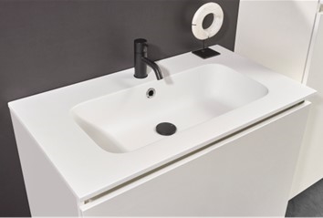 [60/G080T1] Detremmerie Alaska (80.5x46cm)  kunstmarmer wit wastafel 1 waskom