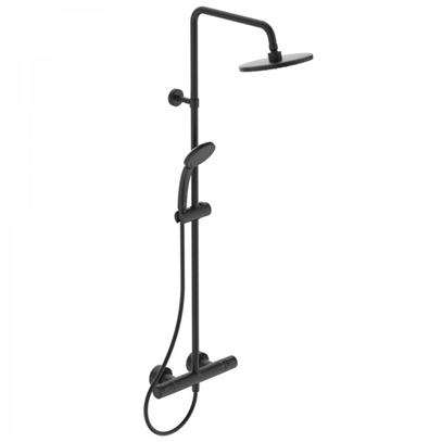 [A7545XG] Ideal Standard CeraTherm T25 Douchesysteem met CeraTherm T25, handdouche IdealRain Ø 100 mm 1F, 8 l/min, hoofddouche IdealRain Ø 200 mm, 12 l/min en IdealFlex 1750 mm Silk black